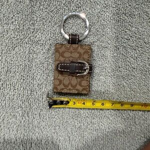 Like new- Coach Brown Patterned Picture Keychain with Silver Ring